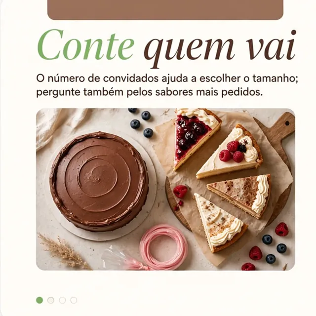 Slide 3: conte quem vai, o número de convidados ajuda a escolher o tamanho.