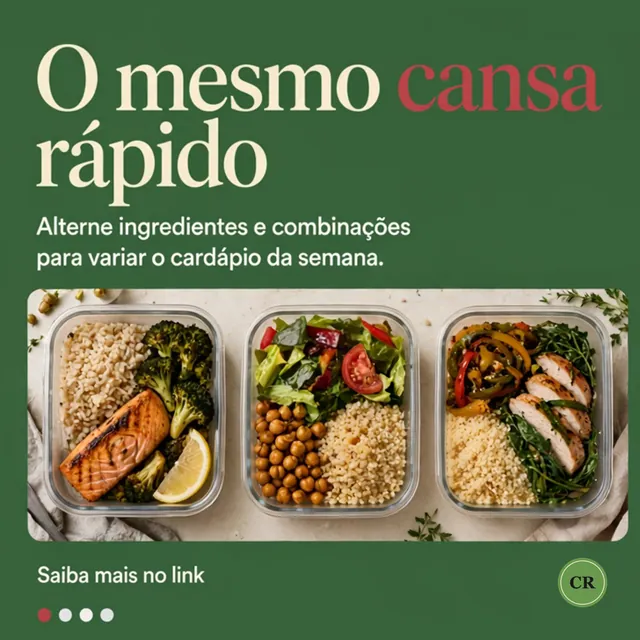 Slide 4: o mesmo cansa rápido, alterne ingredientes e combinações.